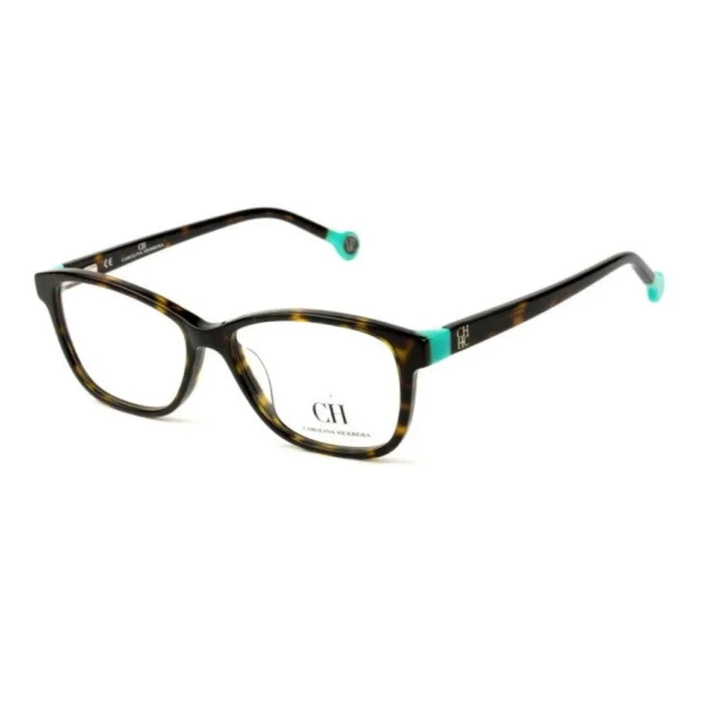 NWT Carolina Herrera VHE679 Havana Square 53mm Eyeglasses